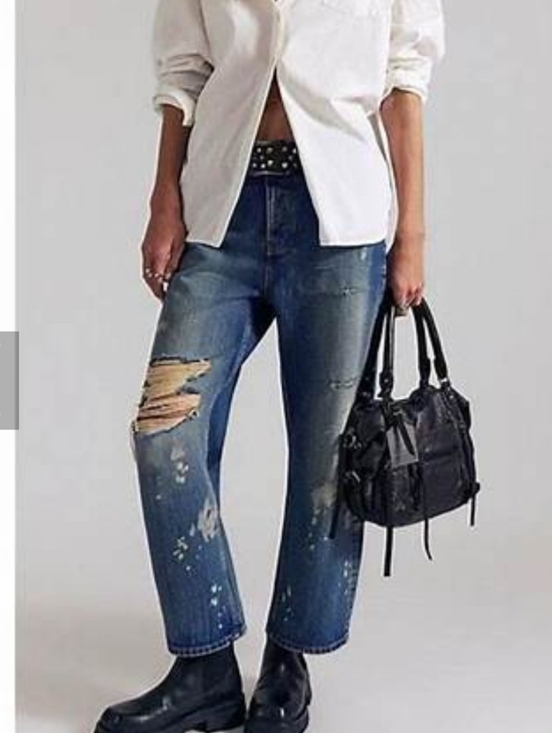 Denim - We The Free Deep Trance Boyfriend Distressed Jeans *29 * NWT Retail 128